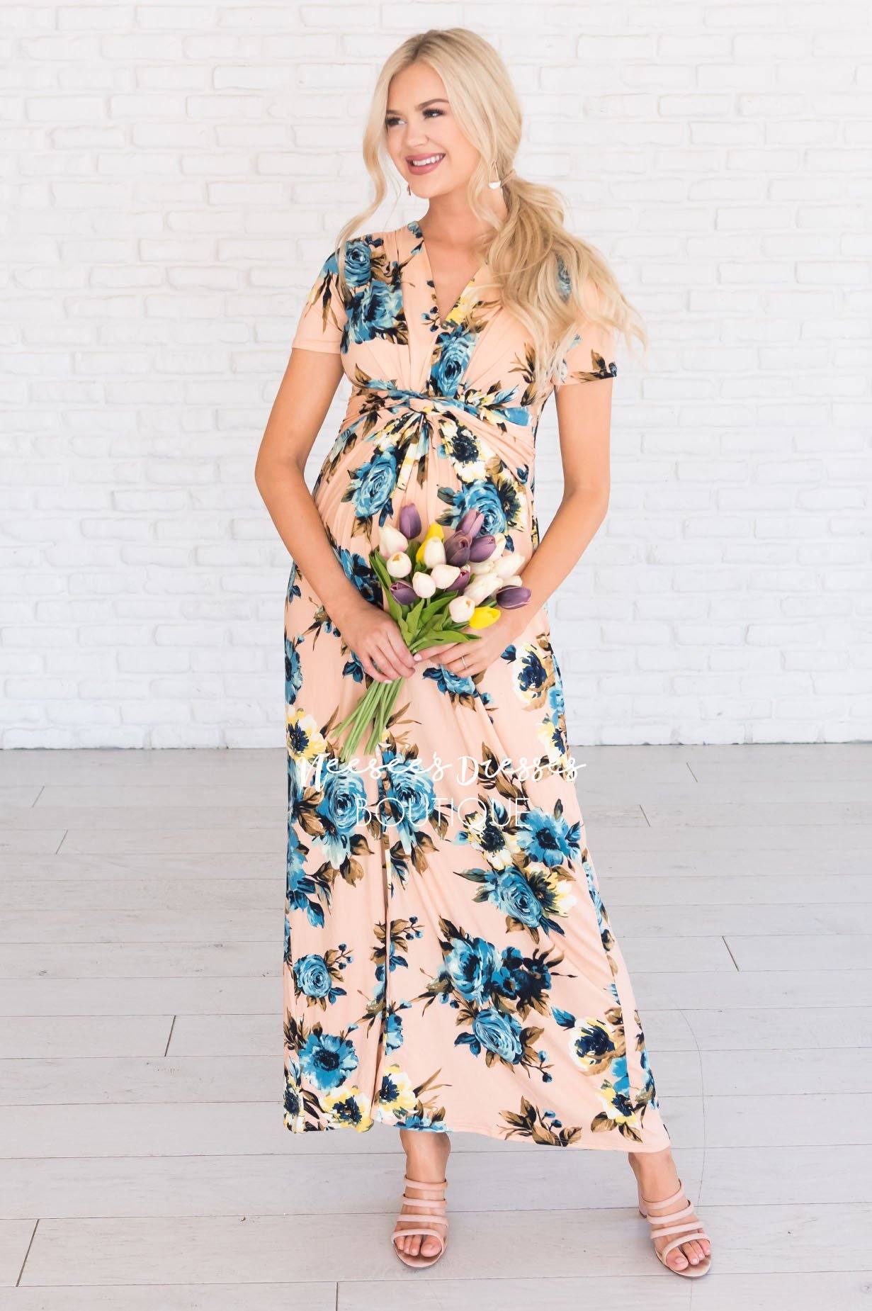 The Presley Modest Floral Maxi Dress - NeeSee's Dresses