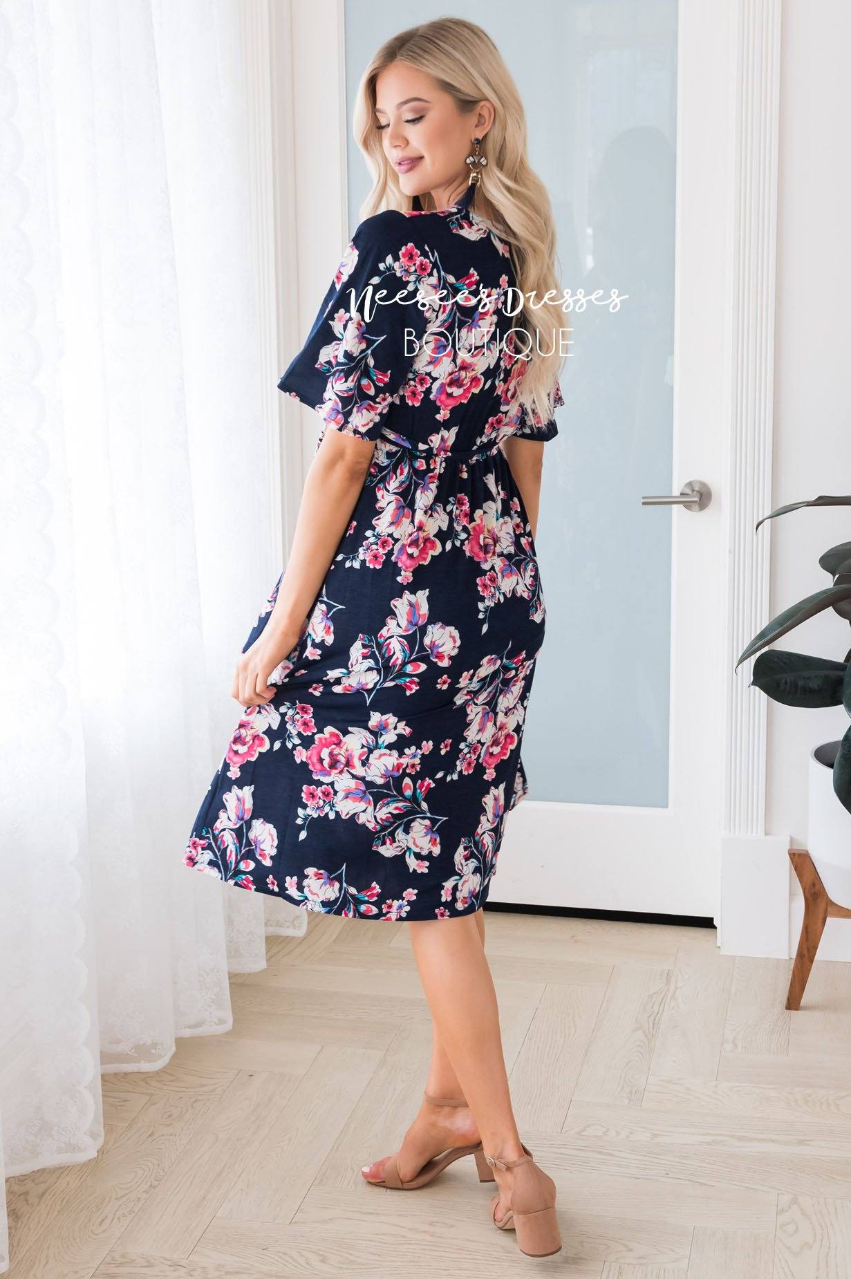 The Randalyn Modest Mid-Length Dress - NeeSee's Dresses