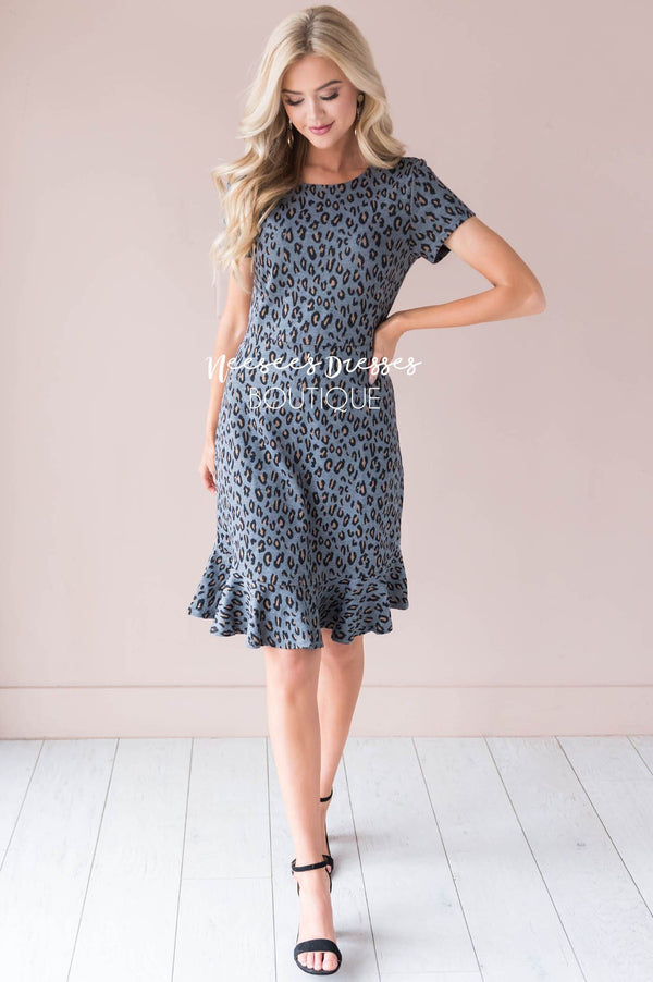 Grey/Black/Tan Cheetah print Modest Dress | Best and Affordable Modest ...