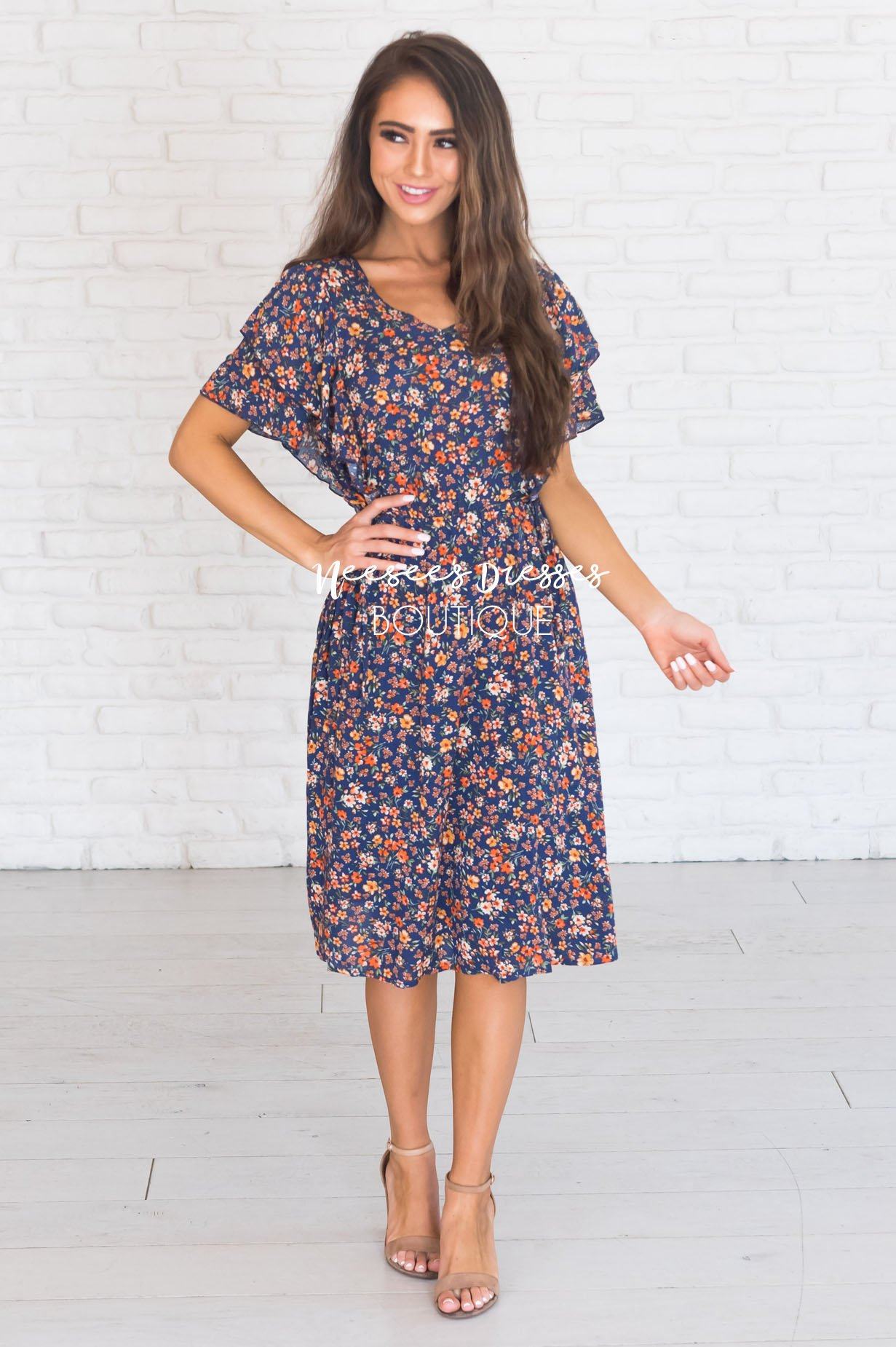 The Rhianne Modest Floral Dress - NeeSee's Dresses