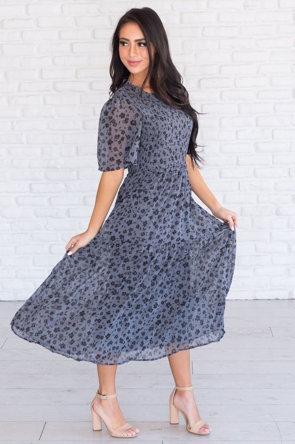 The Rosalina Modest Floral Dress - NeeSee's Dresses