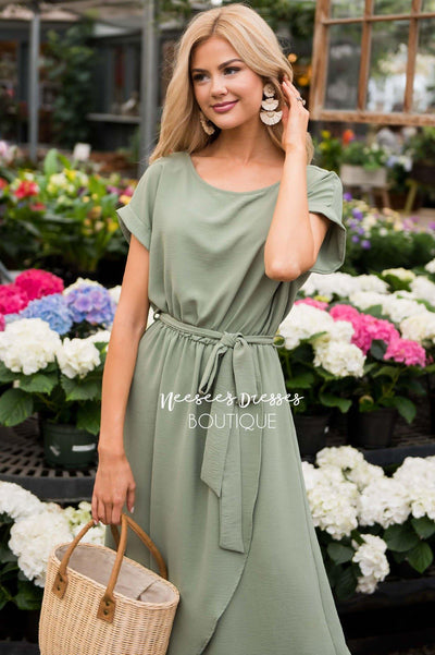 sage green modest dress