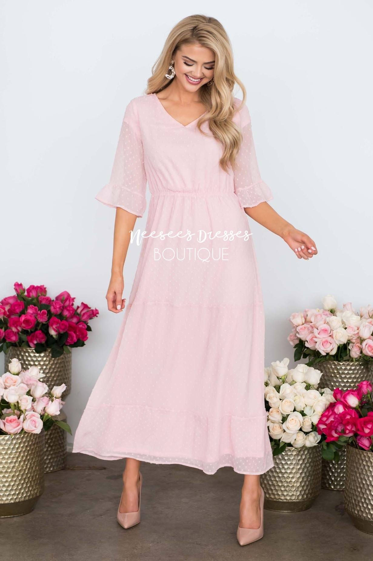 Pink Dotted Modest Maxi dress | Best 
