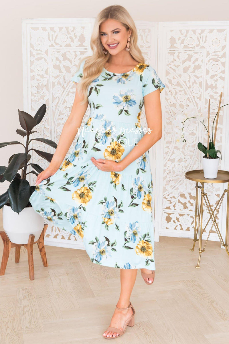 The Stephani Modest Tier Floral Dress - NeeSee's Dresses