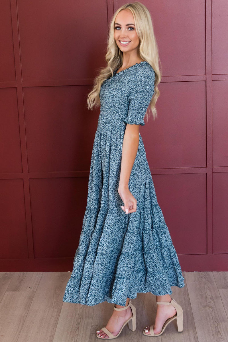 The Krishelle Modest Tea Length Dress - NeeSee's Dresses