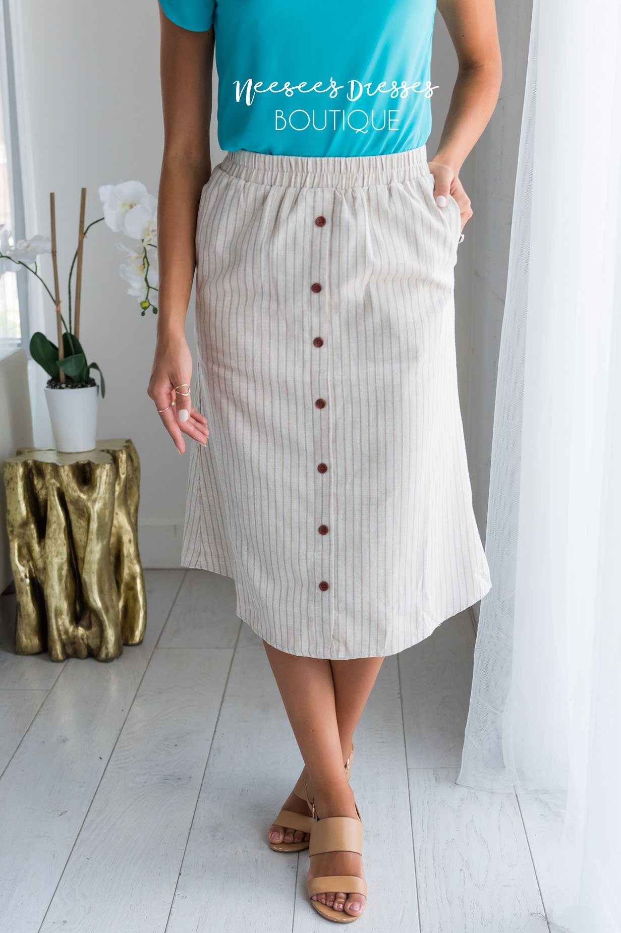 Cream Striped Modest Skirt | Best and Affordable Modest Boutique | Cute ...