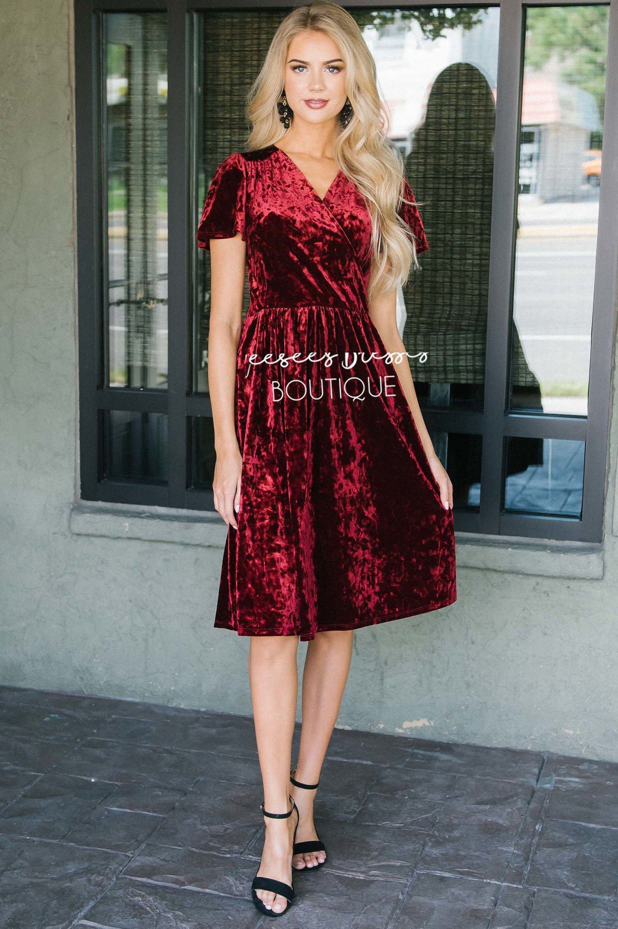 velvet modest dress