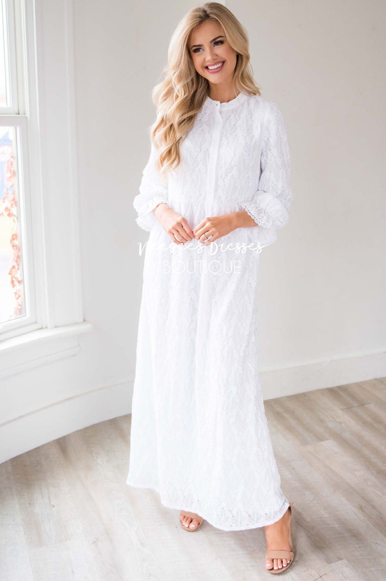 long white modest dresses