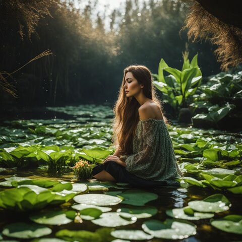 Lush aquatic plants thriving in acidic soil in a bustling atmosphere.