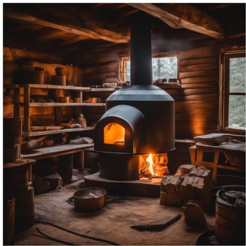 A DIY kiln surrounded by fire-resistant materials without any humans.