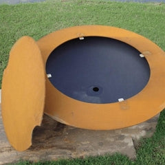 Saturn Steel Fire Pit with Lid by Fire Pit Art