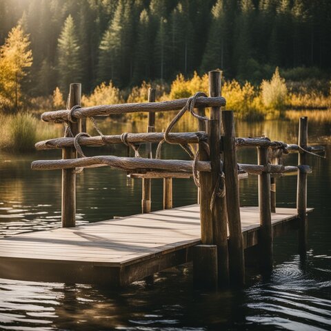 A serene pond dock with various people, hairstyles, and outfits.