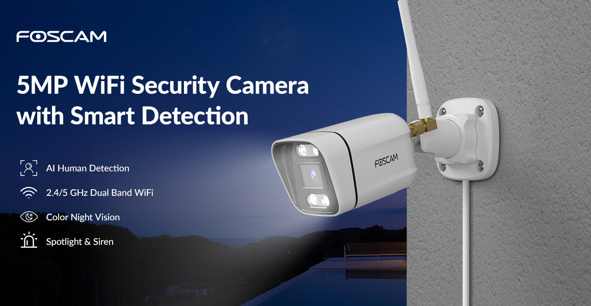 Foscam V5P 5MP WiFi Security Camera with Smart Detection