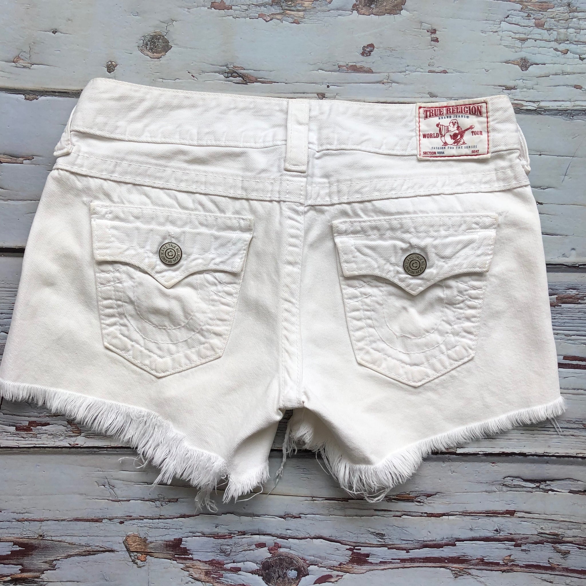 true religion white shorts