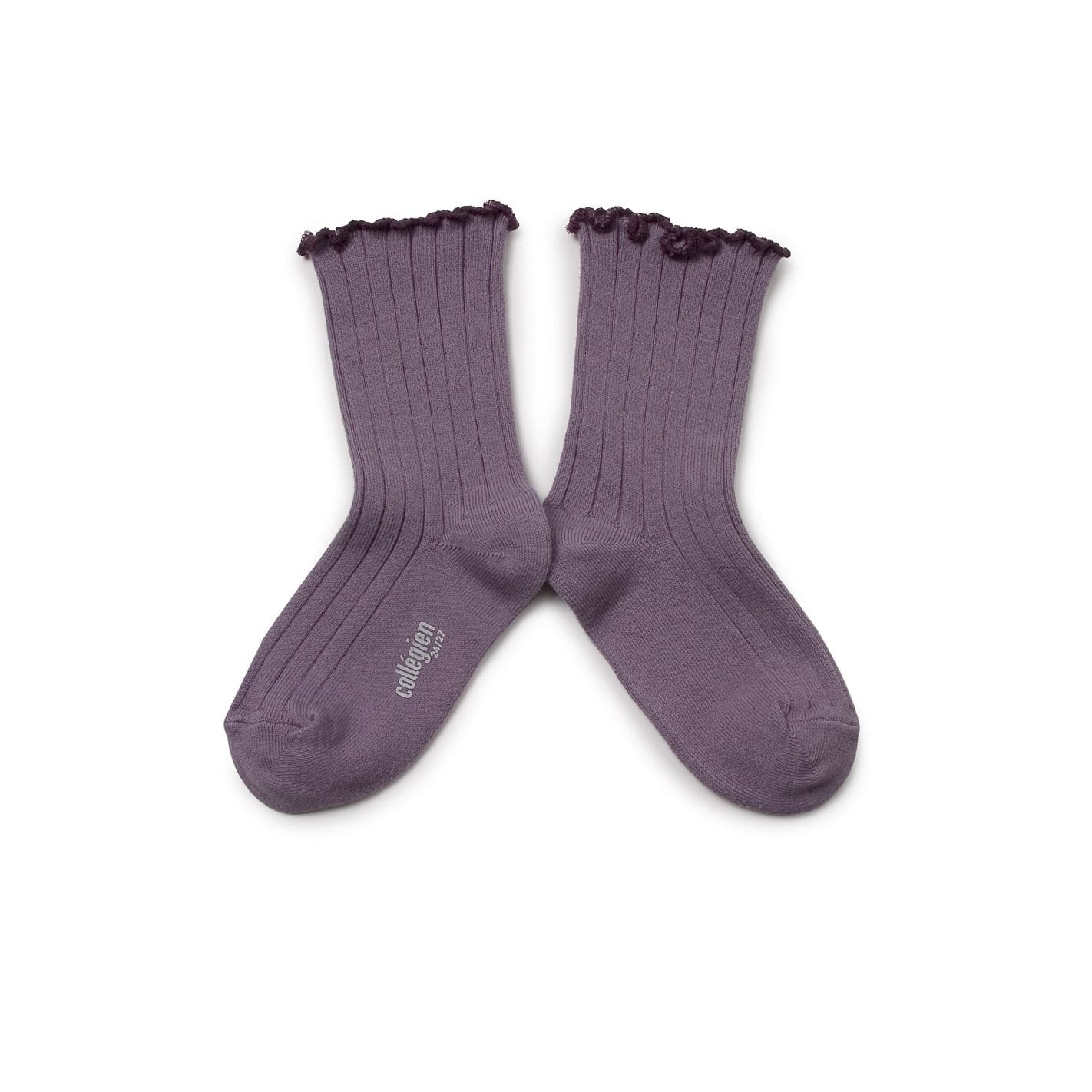 Collegien Delphine Lettuce Trimmed Ribbed Socks - Japanese Wisteria ...