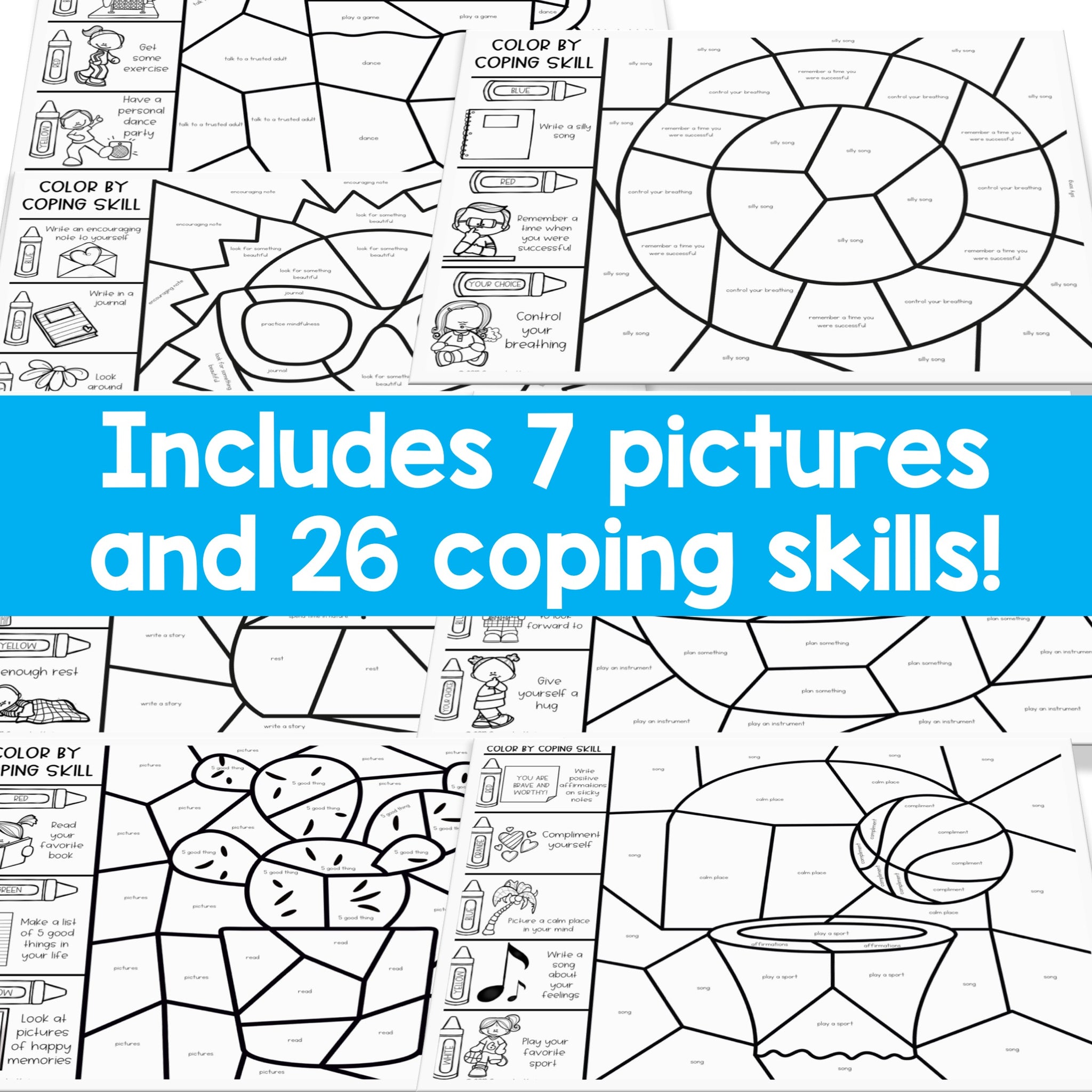 Color By Coping Skills Summer Activity For School Counseling Counselor Keri