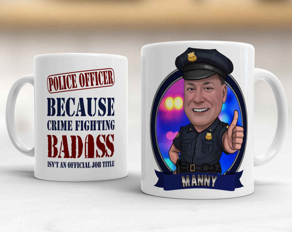 Unique Retirement Gift - Caricature Mug - Police