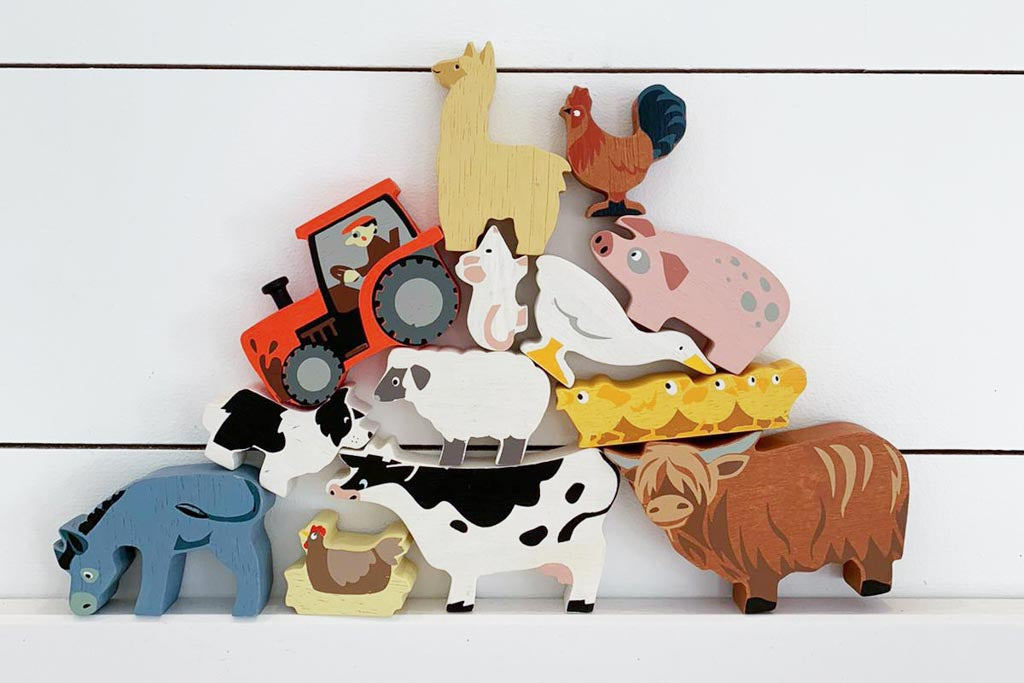 Tender Leaf Toys stacking farmyard animals