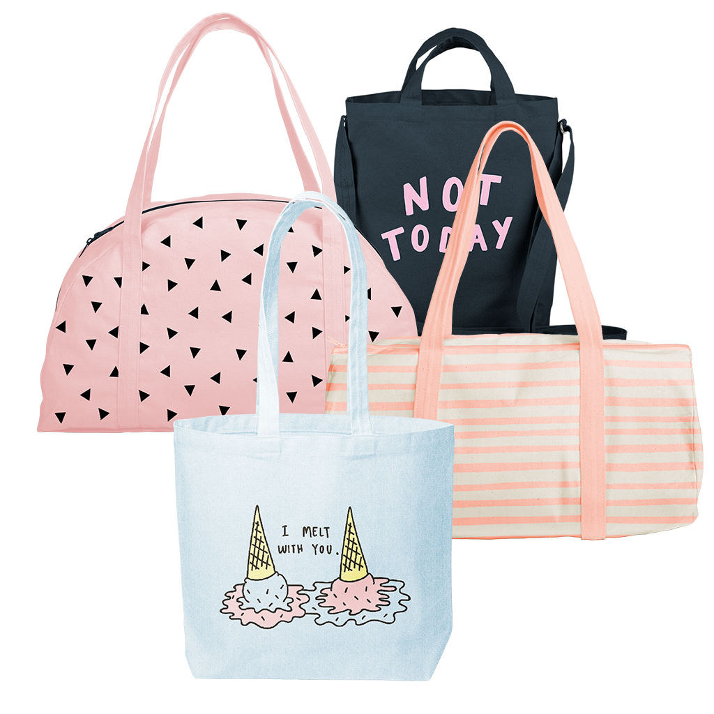 Canvas Daily Grind Tote - Cute Tote Bag - Talking Out of Turn Overcast - Eyeballs