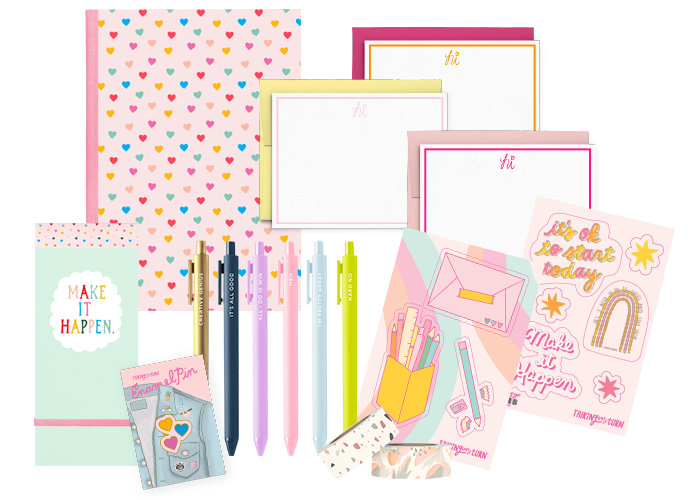 Personalized Kids Stationery Set Pink Terrazzo Girls Stationary Girl  Stationery Flat Note Cards Thank You Cards for Kids Stationary 