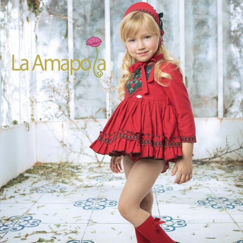 LA AMAPOLA - Tirol Baby Dress - Red - Bluebells Boutique