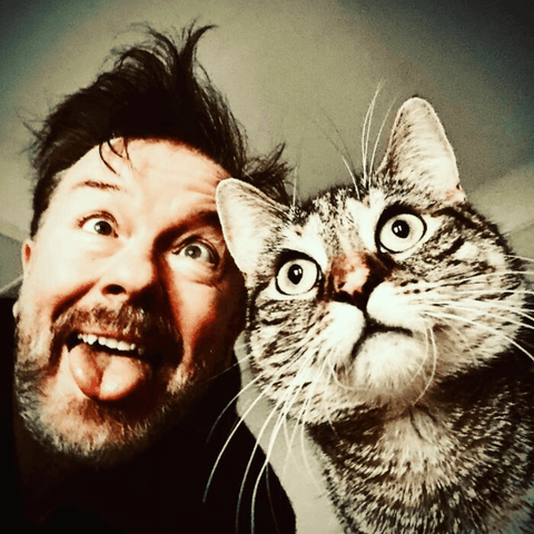 Ricky Gervais and his cat pickles