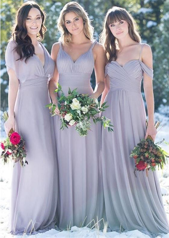 Grey Mismatched Long Chiffon Cheap Bridesmaid Dresses Online, TYP0586 ...