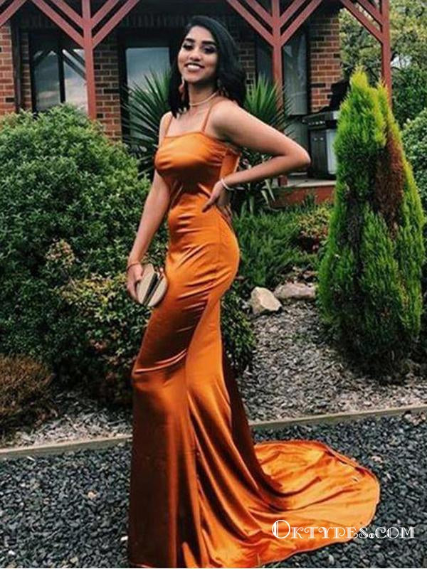 orange prom dress mermaid