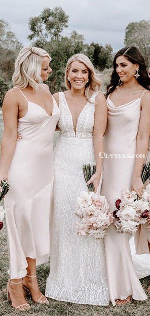 blush silk bridesmaid dresses