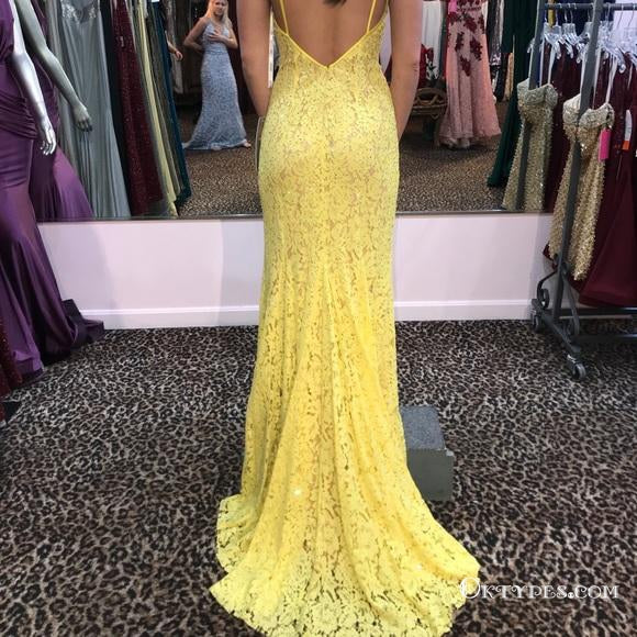 yellow lace formal dress