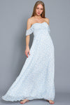 Blue White Floral Tube Maxi Dress