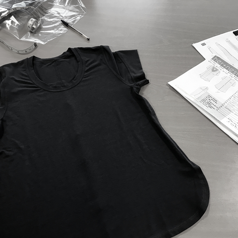 tshirt on table in the prototype phase. 