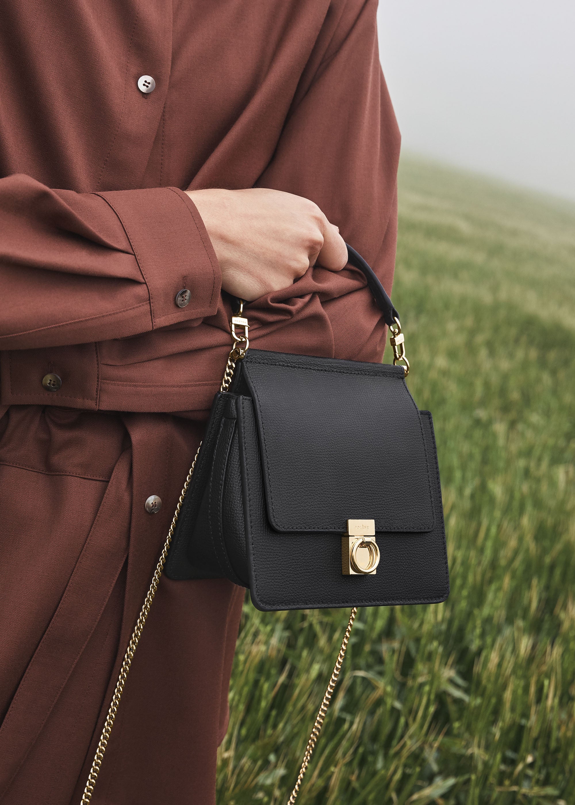 Polène | Bag Mini - N°7 - Black Textured leather