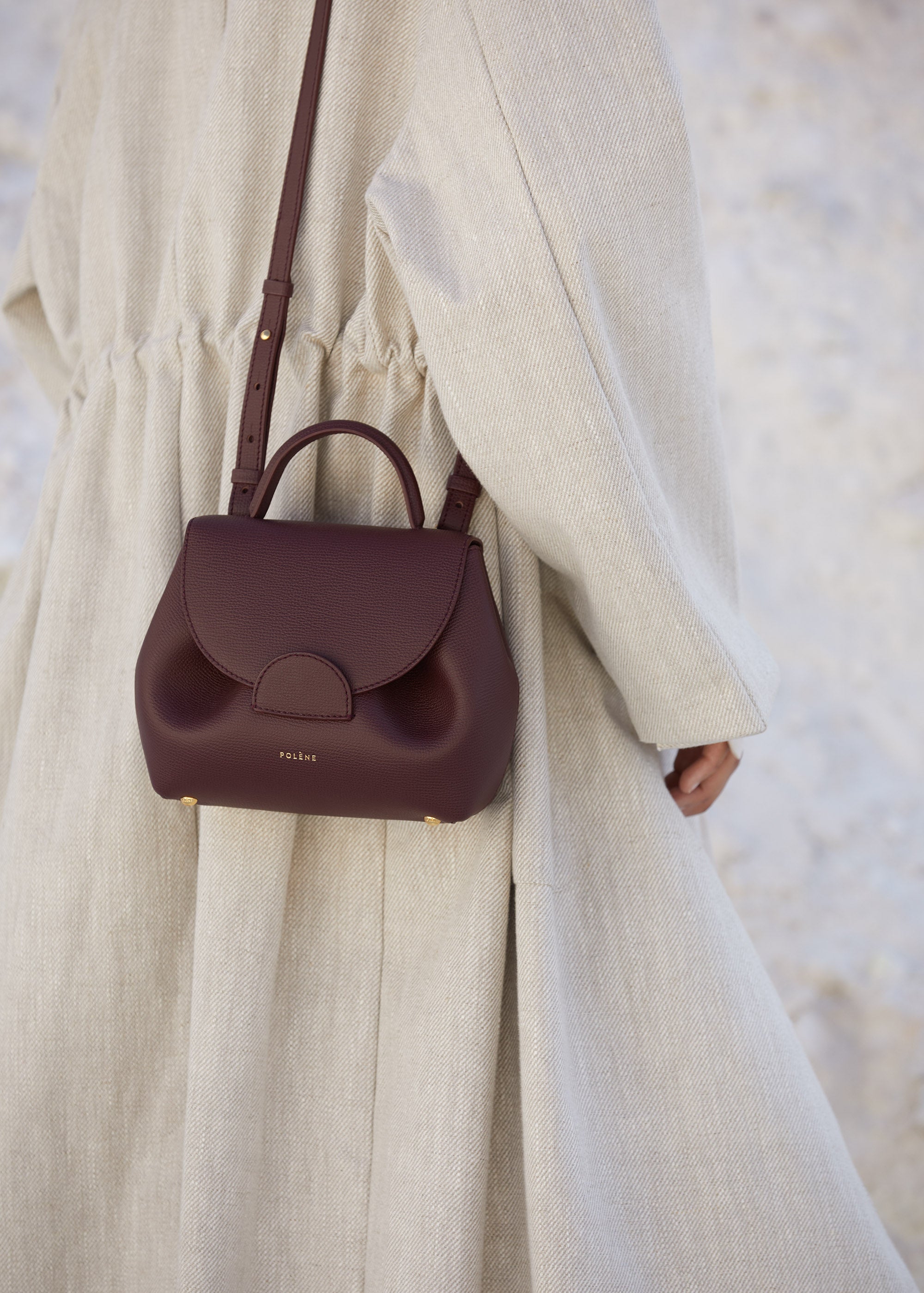 Polène | Bag - N°1 Nano - Bordeaux Textured leather