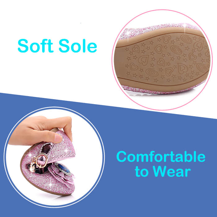 Soft Leather Anti-Slip Sole for Kids Girls Age 3-14