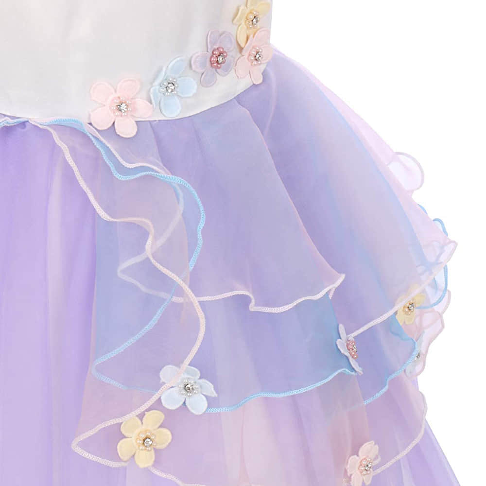 Multi-Layer Tulle Tutu Skirt with Embroidered 3D Flowers