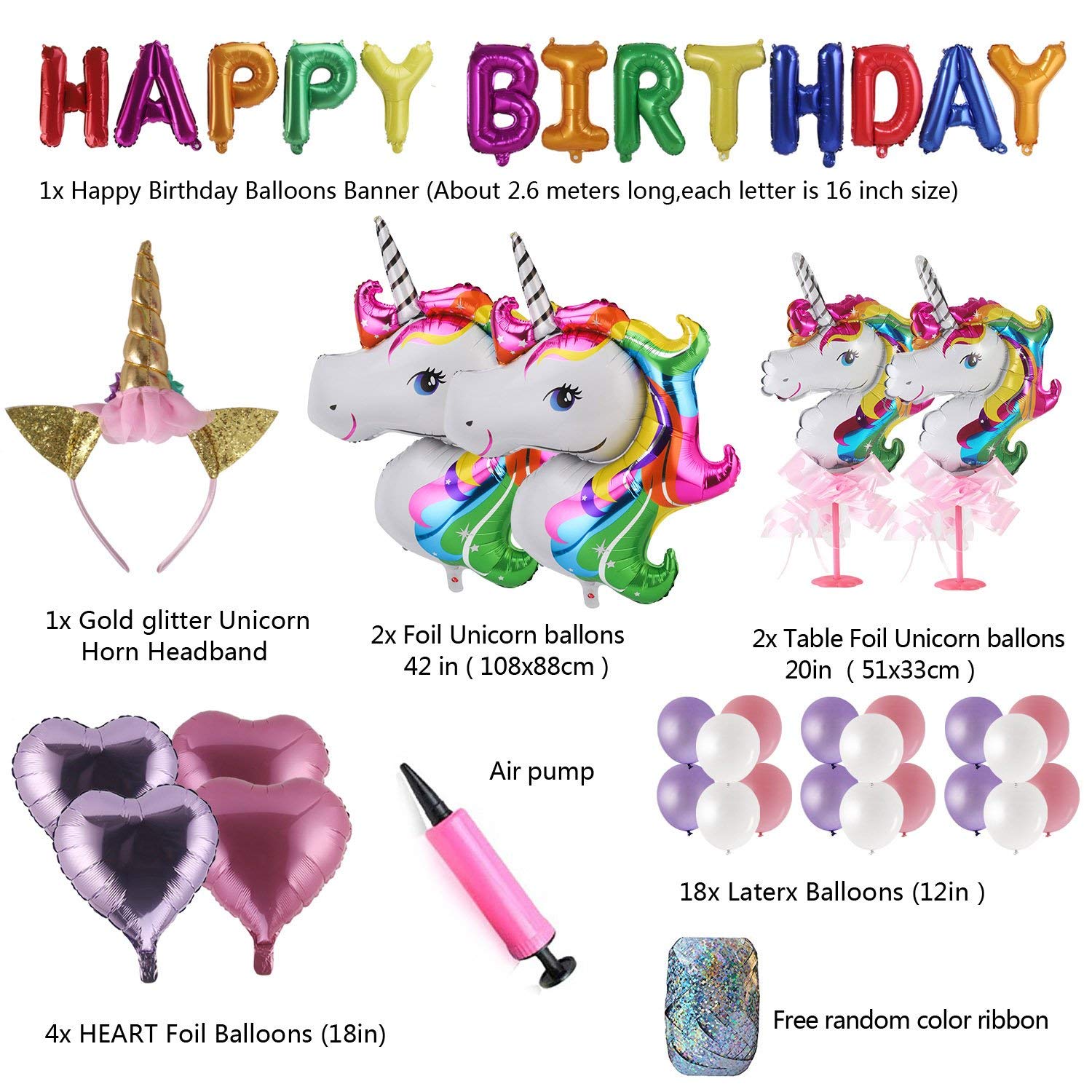 42 PCS Unicorn Party Supplies For Birthday Party Decorations Party