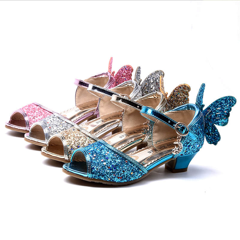 4 Colors Available of this Girls Princess Glitter Crystal Sandals
