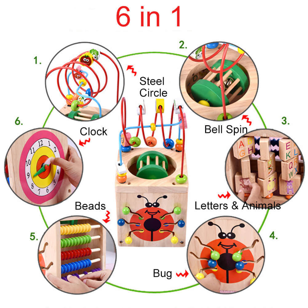 6 in 1 Wooden Activity Cube