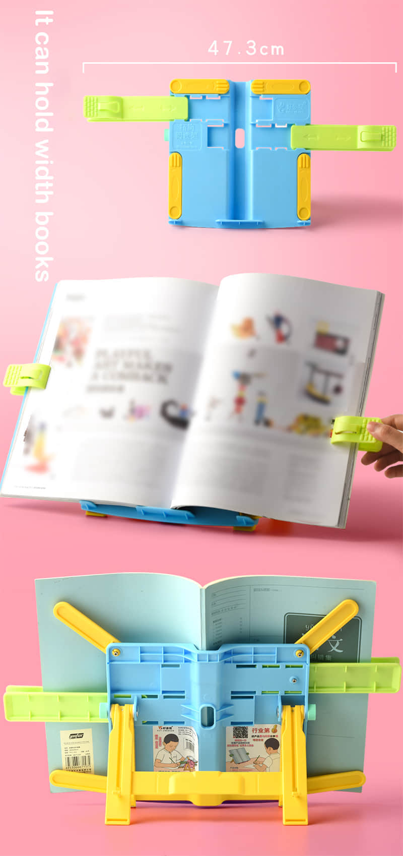 Book Stand Holder Reading Studying Multifunction Holder Folding Portable Reading Rest for Kids