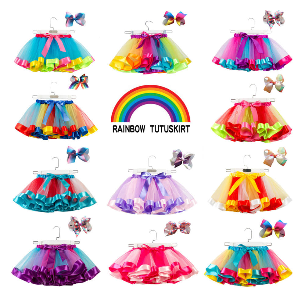 Multi-Style Rainbow Colorful Tutu Skirt for Girls Ages 3-12 Years Old