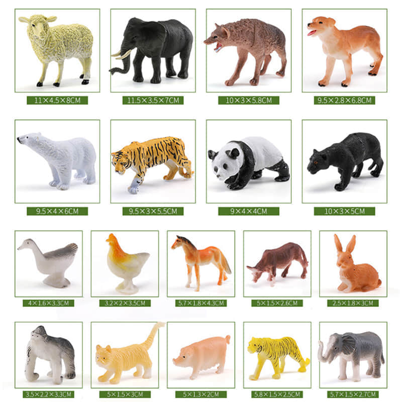 58 Pieces Wild Animal Bucket - Assortment of Miniature Plastic Toy Safari Animal Figurines for Kids Children Toddlers - Includes Elephants, Tigers, Zebras and More