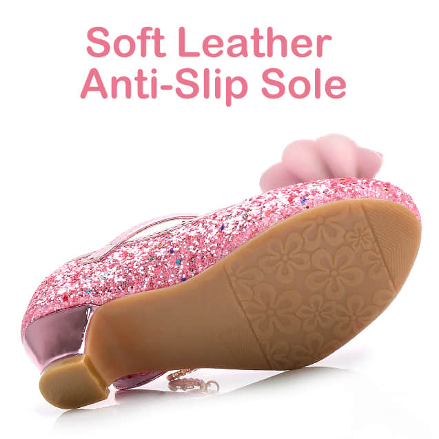 Soft Leather Anti-Slip Sole for Kids Girls Age 3-14