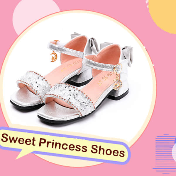 Toddler Girls Sweet Princess Glitter Low Heel Shoes