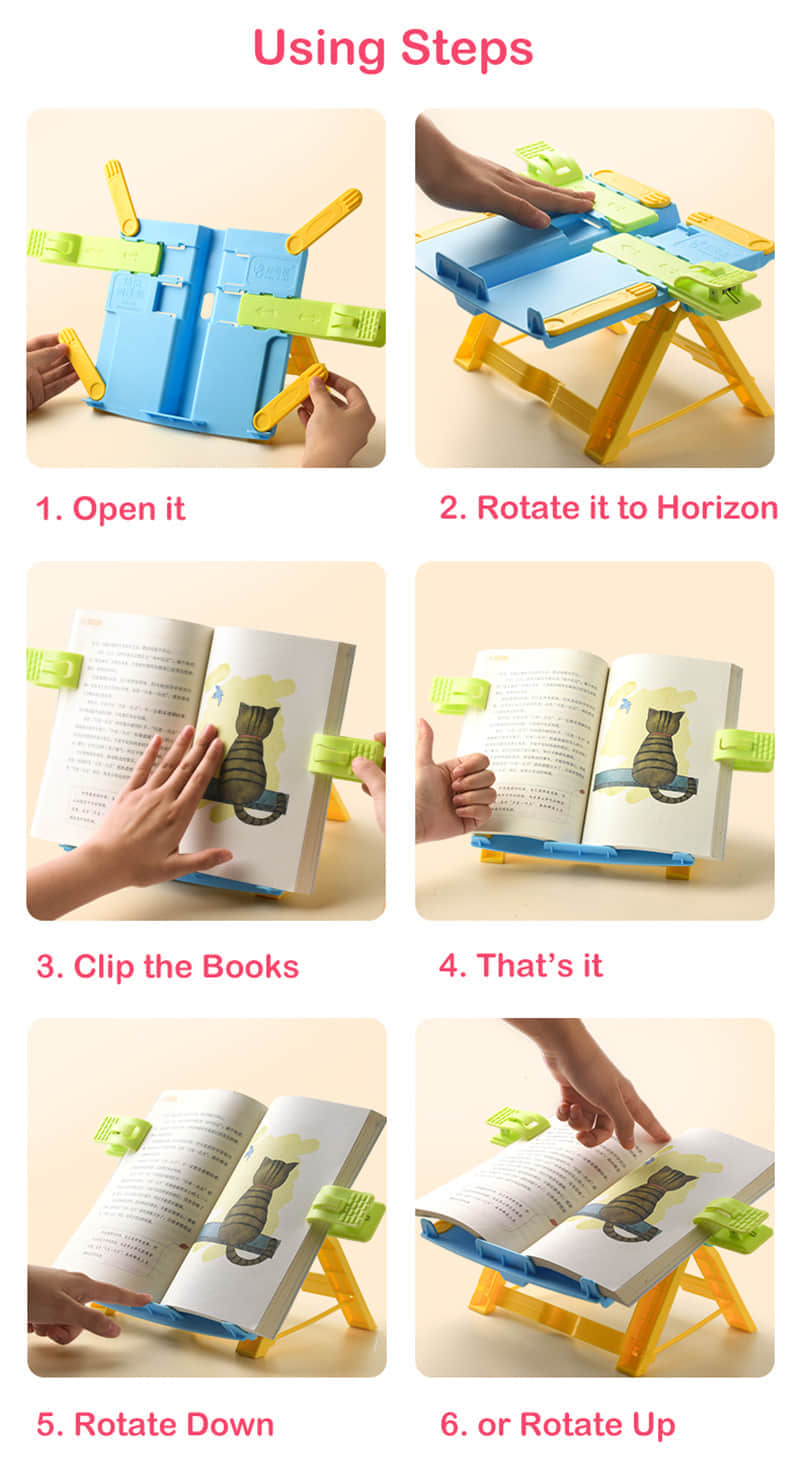 Book Stand Holder Reading Studying Multifunction Holder Folding Portable Reading Rest for Kids