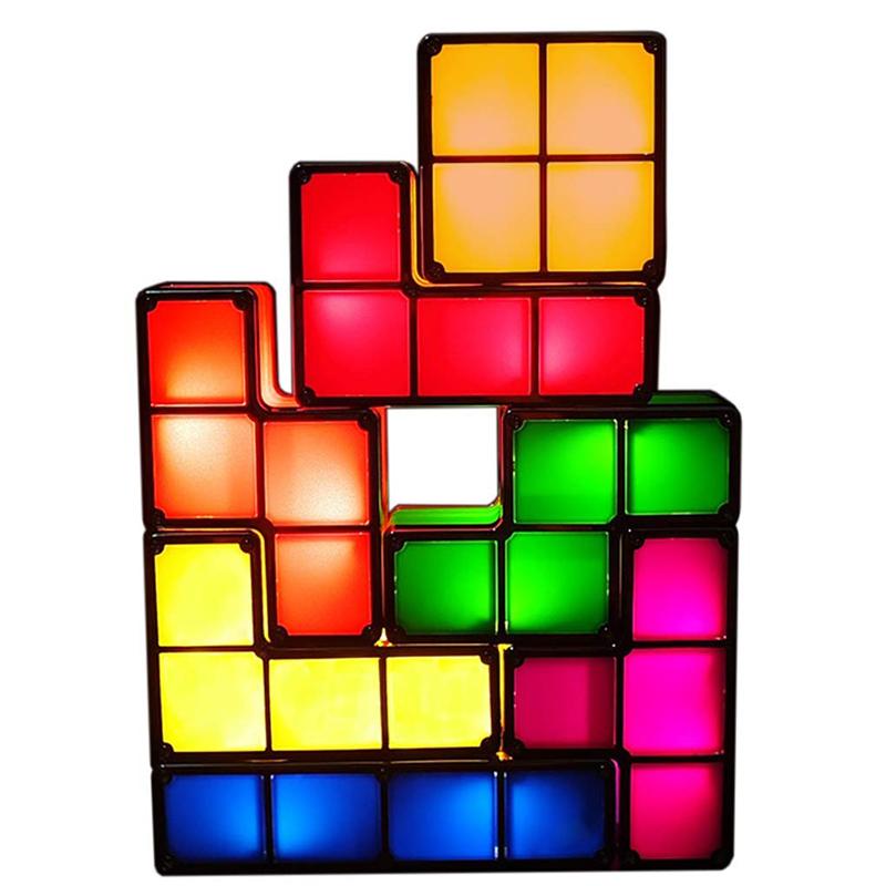 7 Pcs Tetris Stackable Night Light Magic Blocks Led Novelty Desk