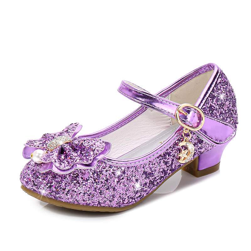 Mary Jane Glitter Shoes Low Heel Princess Bowknot Wedding Party Dress ...