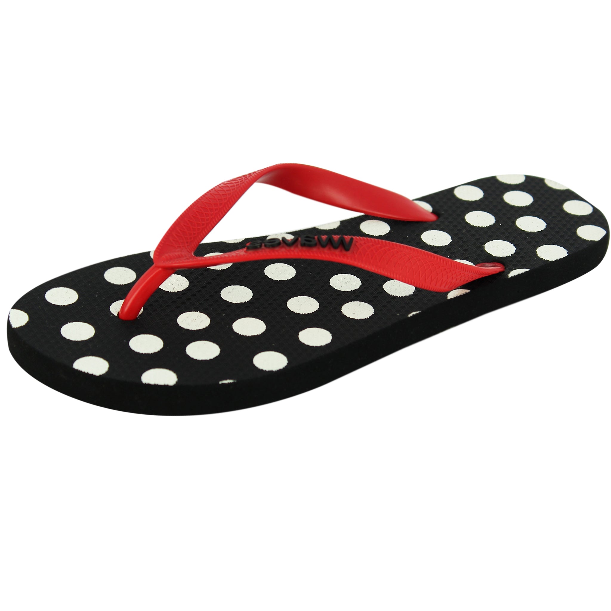 black and white polka dot flip flops
