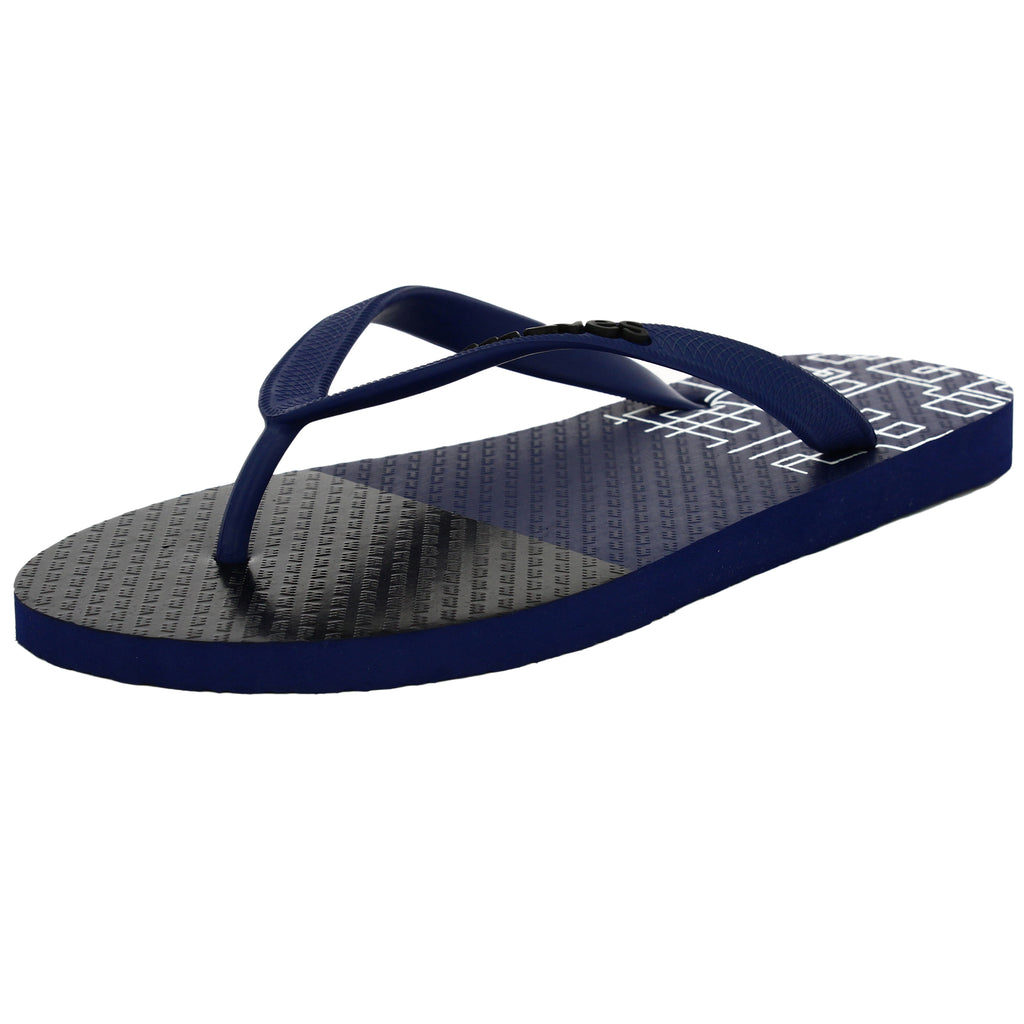 Navy Blue and Black Geometric Tapered Flip Flops, Men's – Waves Flip ...