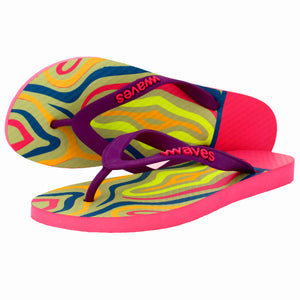 Multicolored Lines Tapered Flip Flops 